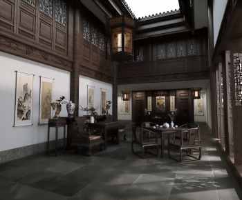 New Chinese Style A Living Room-ID:606477023