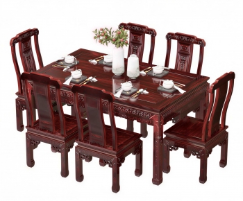 Chinese Style Dining Table And Chairs-ID:651447067