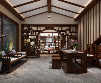 New Chinese Style A Living Room-ID:459589968
