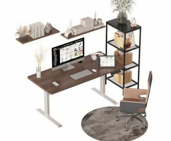 Modern Computer Desk And Chair-ID:470221085
