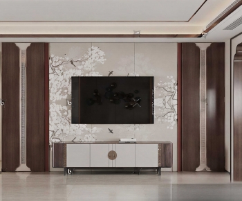 New Chinese Style TV Wall-ID:687138085