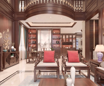 New Chinese Style A Living Room-ID:729552039