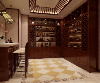 New Chinese Style Wine Cellar/Wine Tasting Room-ID:483052971