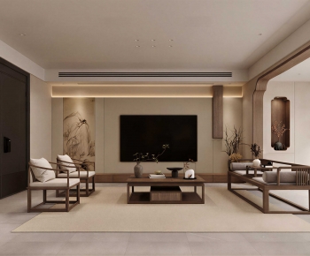 New Chinese Style A Living Room-ID:122930055
