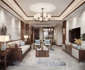 New Chinese Style A Living Room-ID:679476024