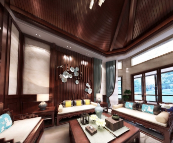 New Chinese Style A Living Room-ID:686550172