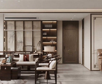 New Chinese Style A Living Room-ID:904166945