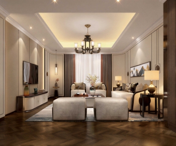 New Chinese Style A Living Room-ID:938133965