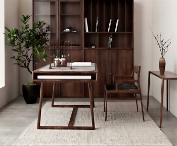 New Chinese Style Computer Desk And Chair-ID:396842967