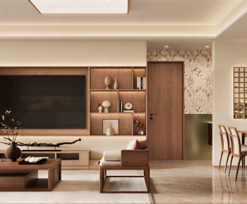 New Chinese Style A Living Room-ID:104825023