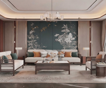 New Chinese Style A Living Room-ID:700841908