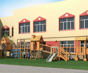 Modern Outdoor Space In Kindergarten-ID:124741081