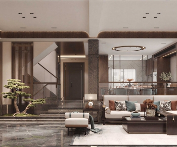 New Chinese Style A Living Room-ID:994227899