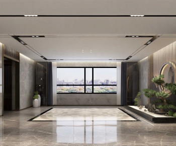 New Chinese Style Office Elevator Hall-ID:437427046
