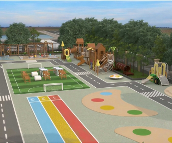 Modern Outdoor Space In Kindergarten-ID:802547932