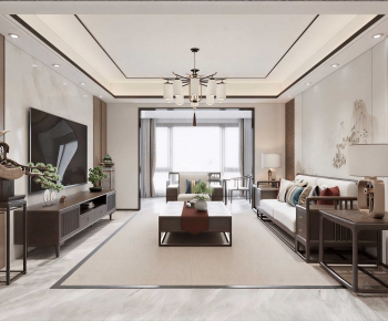 New Chinese Style A Living Room-ID:457012892