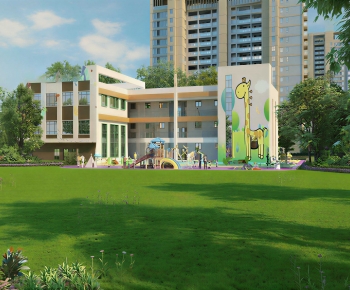 Modern Outdoor Space In Kindergarten-ID:612072946