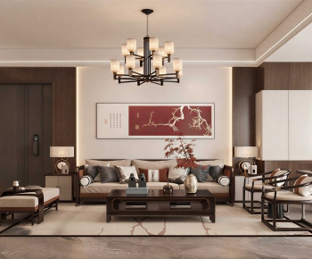 New Chinese Style A Living Room-ID:963712933