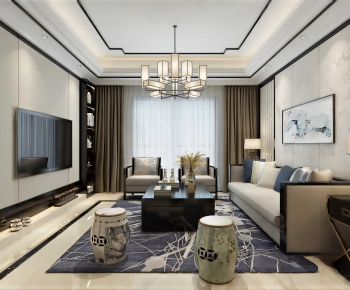 New Chinese Style A Living Room-ID:330606945