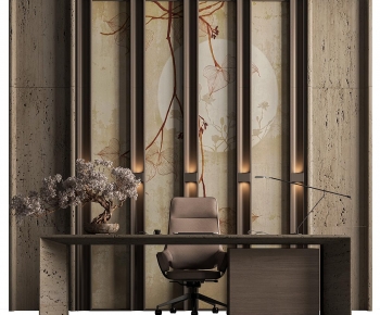 Modern Computer Desk And Chair-ID:975398062