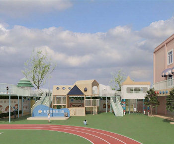 Modern Outdoor Space In Kindergarten-ID:314366108