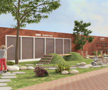 Modern Outdoor Space In Kindergarten-ID:670696024