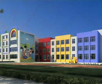 Modern Outdoor Space In Kindergarten-ID:855547903