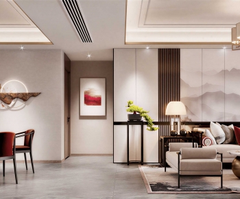 New Chinese Style A Living Room-ID:628911029