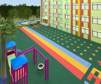 Modern Outdoor Space In Kindergarten-ID:343780999