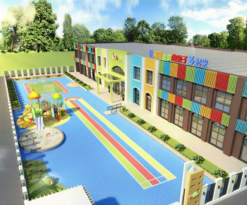 Modern Outdoor Space In Kindergarten-ID:964551931