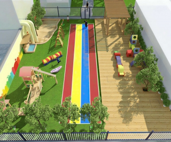 Modern Outdoor Space In Kindergarten-ID:740119937