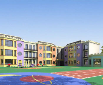 Modern Outdoor Space In Kindergarten-ID:913786893