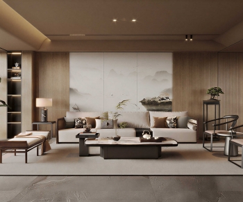 New Chinese Style A Living Room-ID:381179098