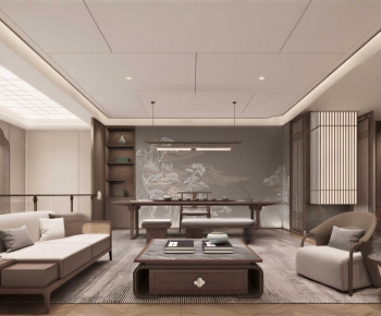 New Chinese Style A Living Room-ID:134668116
