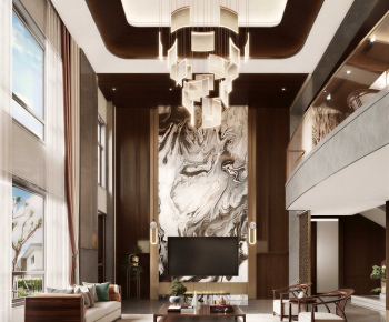 New Chinese Style A Living Room-ID:748860813