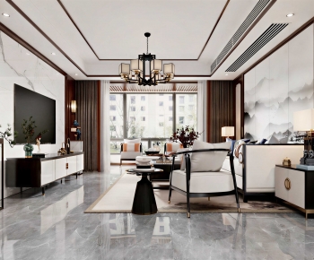New Chinese Style A Living Room-ID:350550899