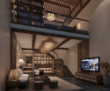 New Chinese Style A Living Room-ID:108664043