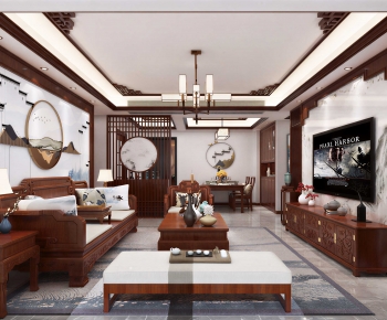 New Chinese Style A Living Room-ID:101740463