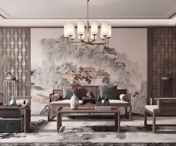 New Chinese Style A Living Room-ID:317521146