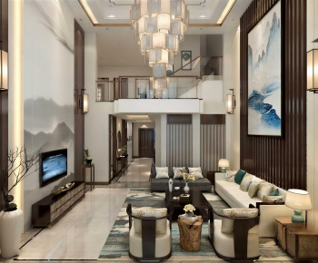 New Chinese Style A Living Room-ID:253993999