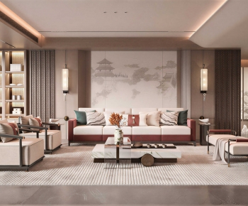 New Chinese Style A Living Room-ID:692780973