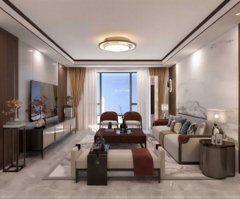 New Chinese Style A Living Room-ID:686028964