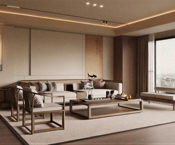 New Chinese Style A Living Room-ID:615499972
