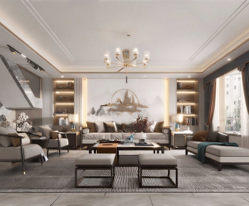 New Chinese Style A Living Room-ID:907934905