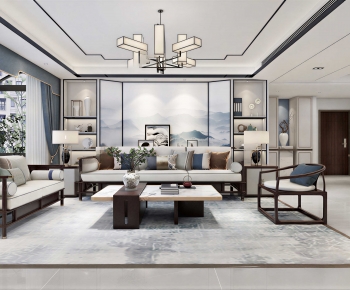 New Chinese Style A Living Room-ID:766819952