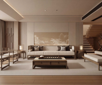 New Chinese Style A Living Room-ID:893731122