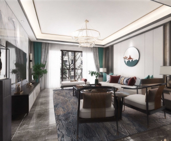 New Chinese Style A Living Room-ID:487421995