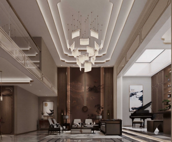 New Chinese Style A Living Room-ID:489630947