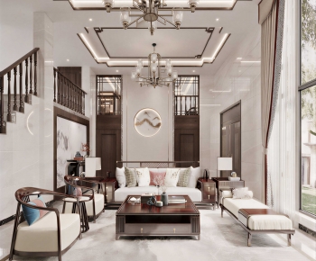 New Chinese Style A Living Room-ID:354645018