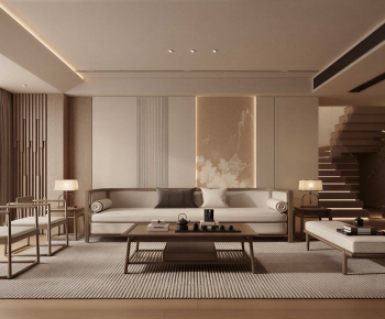 New Chinese Style A Living Room-ID:929589033
